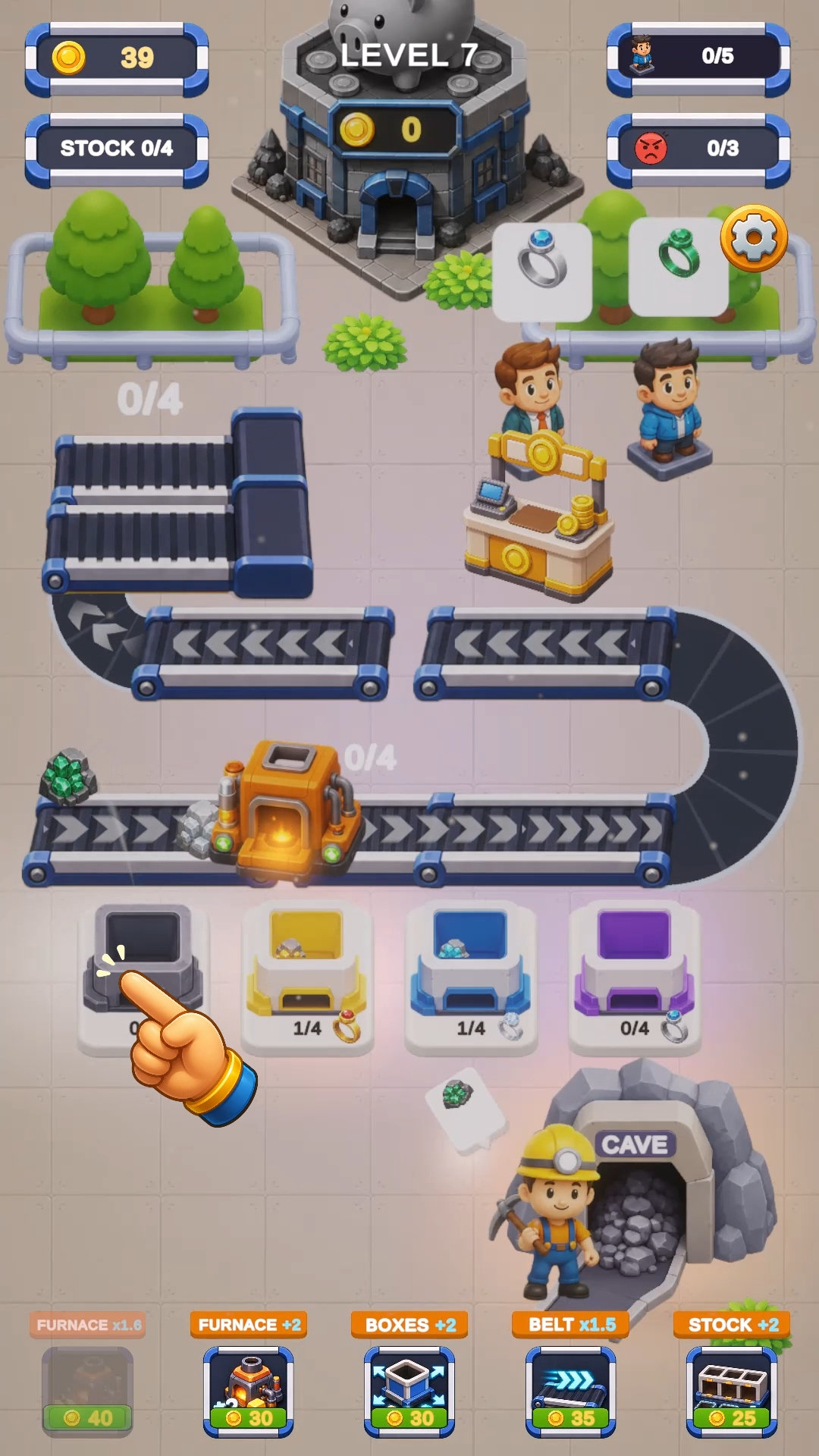 An ore box feeding the conveyor belt that runs into the furnace.
