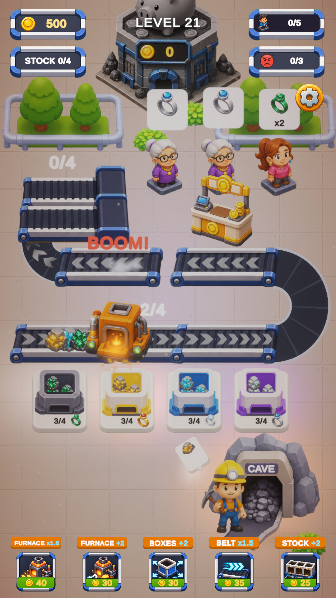 The furnace exploding after being overloaded with ore.